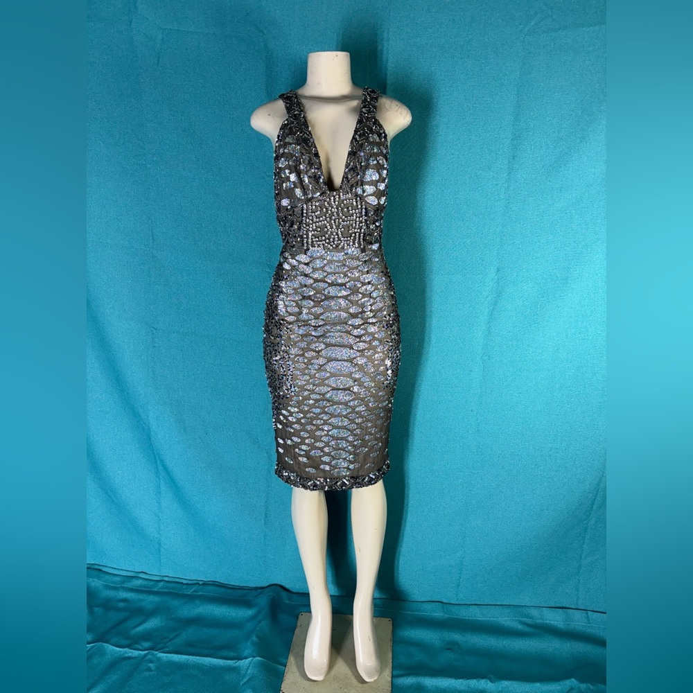 Elegant Black and Silver Sequin Dress by Mandalay
